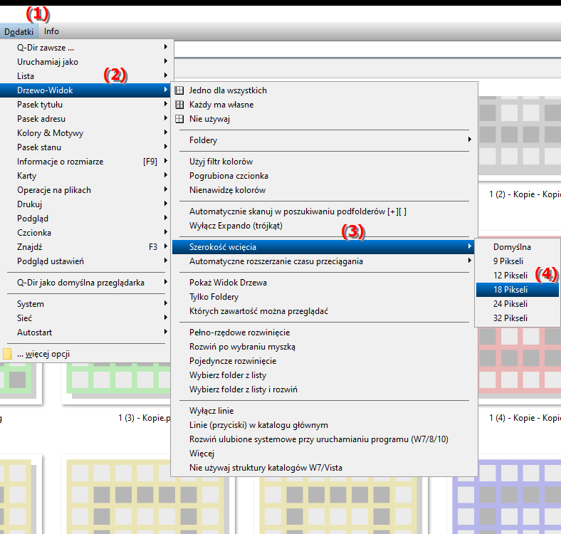 Jak ustawić wcięcie przycisku na 18 pikseli